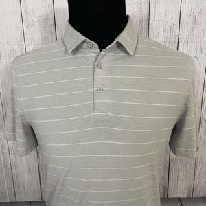 Lululemon Men's Medium Gray Striped Short Sleeve Performance Polo Shirt